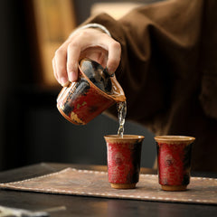 Dunhuang Cultural and Creative Crackle Glazed Gold-plated Covered Bowl Tea Cup